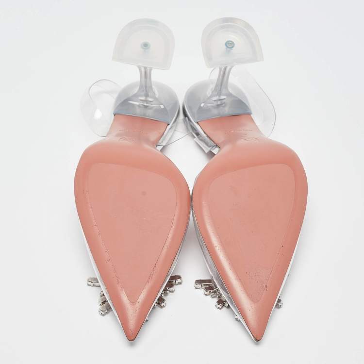 Pre Owned Amina Muaddi Transparent PVC Begum Pumps Size 39
