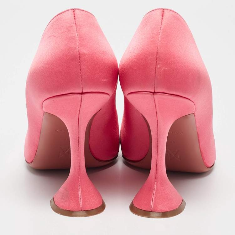 Pre Owned Amina Muaddi Pink Satin Begum Pumps Size 40