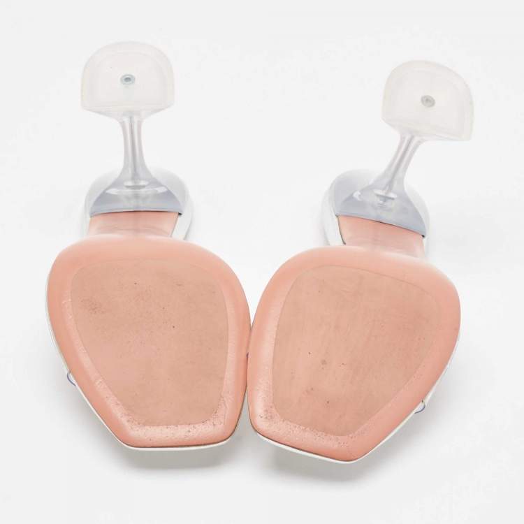 مملوكة مسبقًا Amina Muaddi Transparent PVC Lupita Slide Sandals Size 39