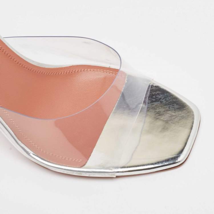 مملوكة مسبقًا Amina Muaddi Transparent PVC Lupita Slide Sandals Size 39