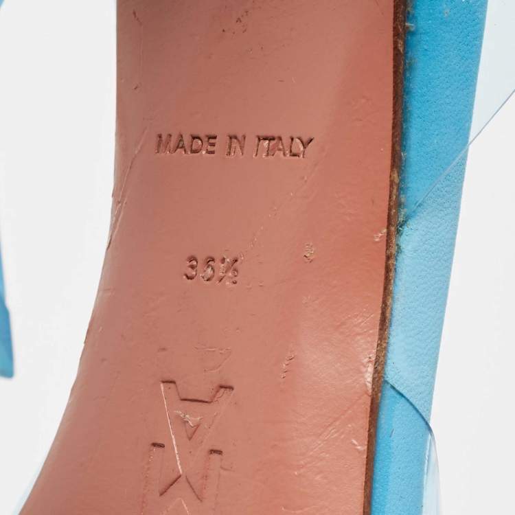 Pre Owned Amina Muaddi Blue PVC Begum Slingback Pumps Size 36.5