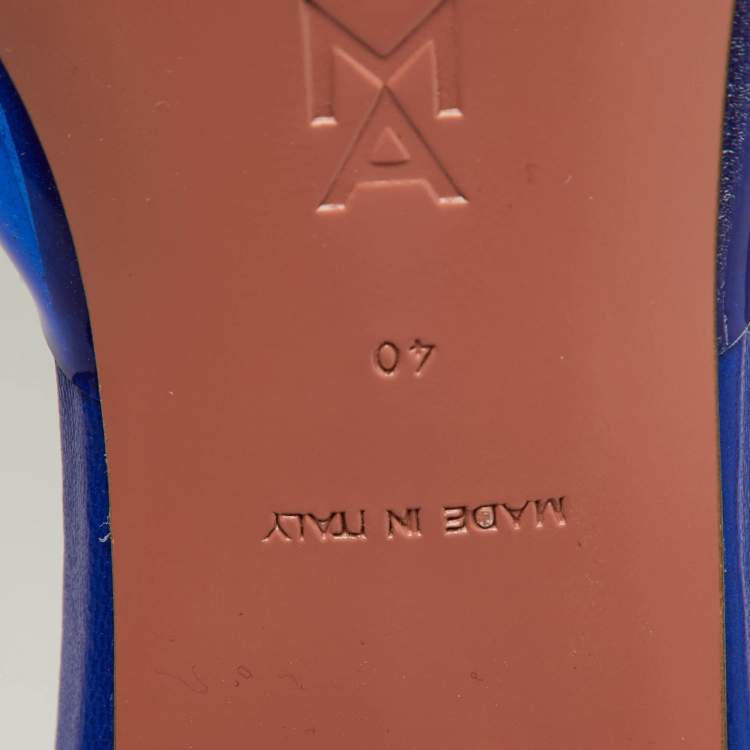 Pre Owned Amina Muaddi Blue PVC Plexiglass Lupita Mules Size 40