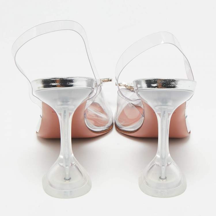 Pre Owned Amina Muaddi Transparent PVC Begum Pumps Size 38.5