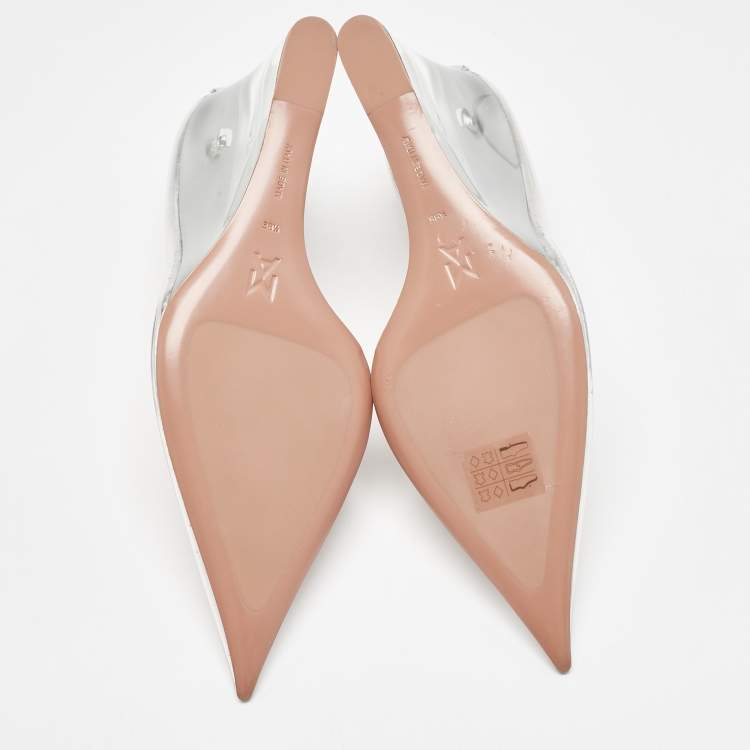 Pre Owned Amina Muaddi Transparent PVC Ane Wedge Pumps Size 38.5