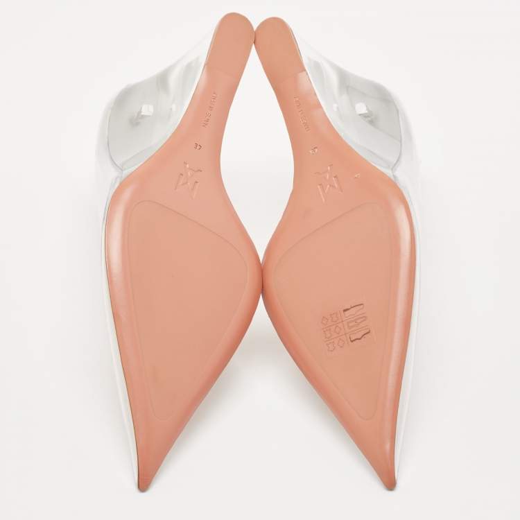 Pre Owned Amina Muaddi Transparent PVC Ane Wedge Pumps Size 37