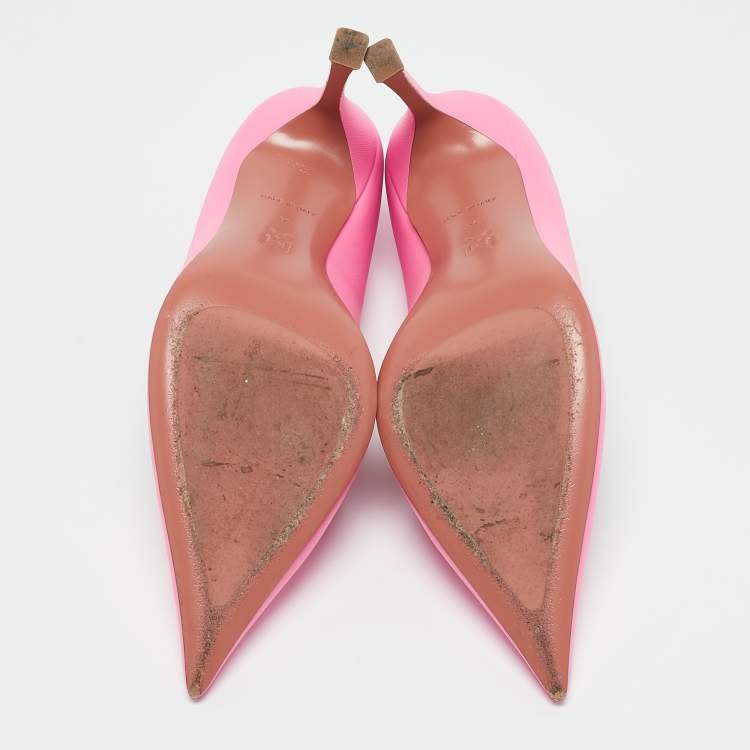 Pre Owned Amina Muaddi Pink Leather Sharon Pumps Size 37