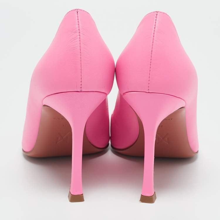 Pre Owned Amina Muaddi Pink Leather Sharon Pumps Size 37