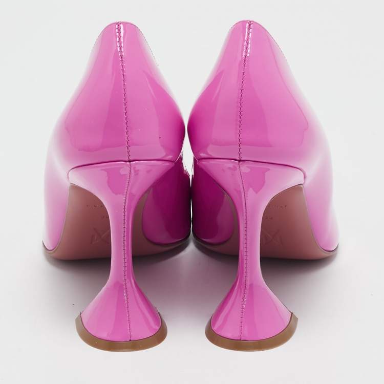 Pre Owned Amina Muaddi Pink Patent Leather Ami Pumps Size 38