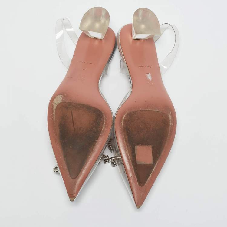 مملوكة مسبقًا Amina Muaddi Transparent PVC Rosie Slingback Pumps Size 39