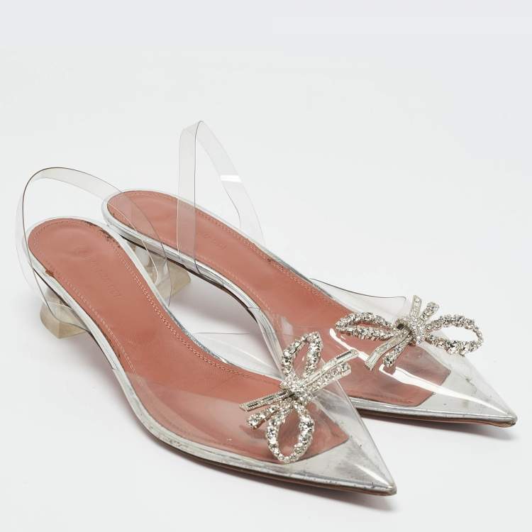 مملوكة مسبقًا Amina Muaddi Transparent PVC Rosie Slingback Pumps Size 39