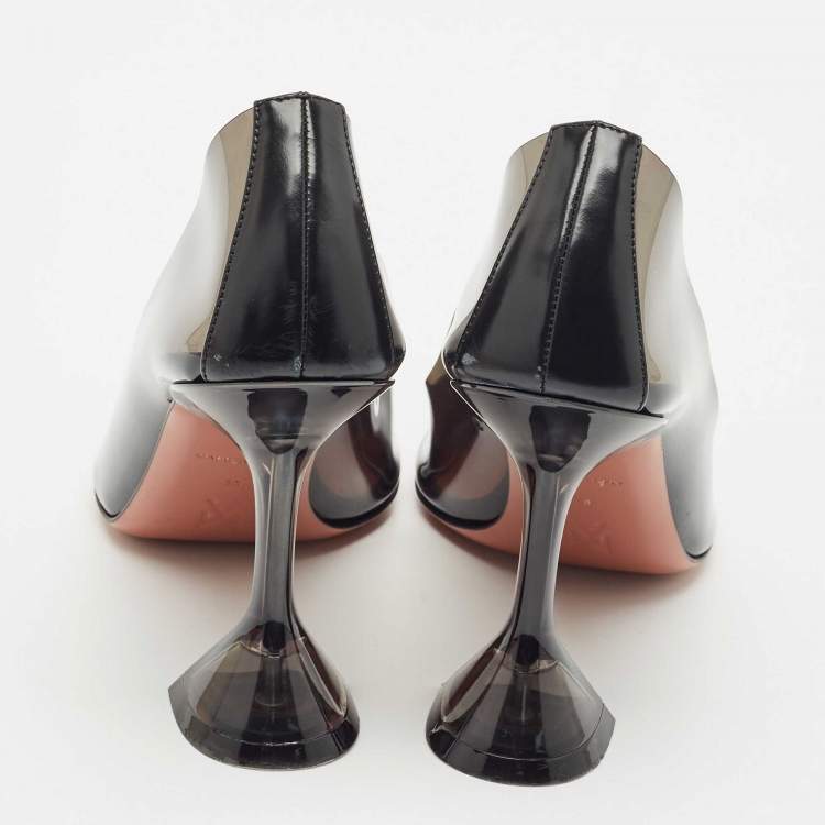 Pre Owned Amina Muaddi Black PVC Ami Pointed Toe Pumps Size 38