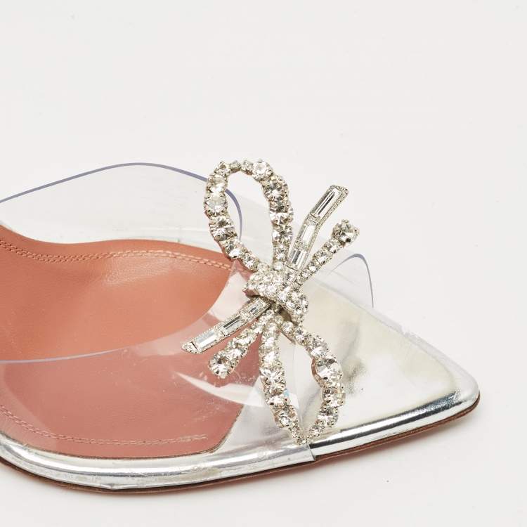 Pre Owned Amina Muaddi Transparent PVC Rosie Slide Sandals Size 38
