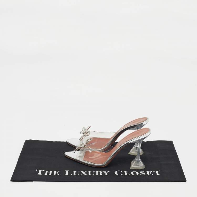 Pre Owned Amina Muaddi Transparent PVC Rosie Slide Sandals Size 41