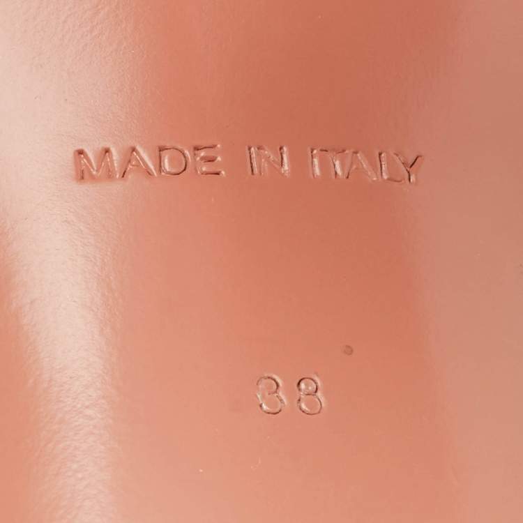 Pre Owned Amina Muaddi Pink PVC Lupita Slide Sandals Size 38