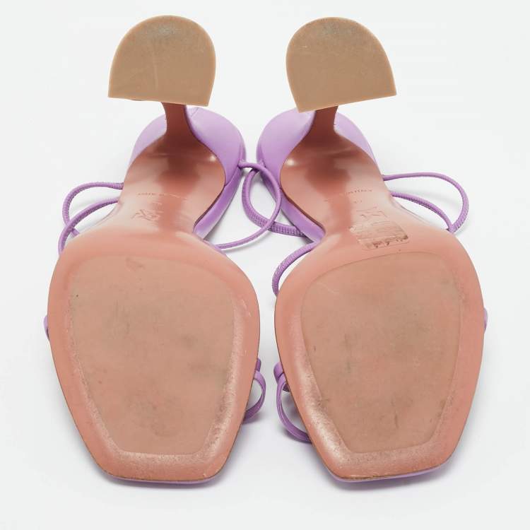 Pre Owned Amina Muaddi Lilac Leather Naima Sandals Size 38