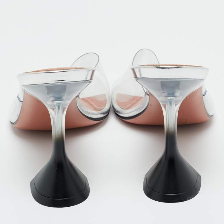 Pre Owned Amina Muaddi Transparent PVC lupita Slide Sandals Size 37