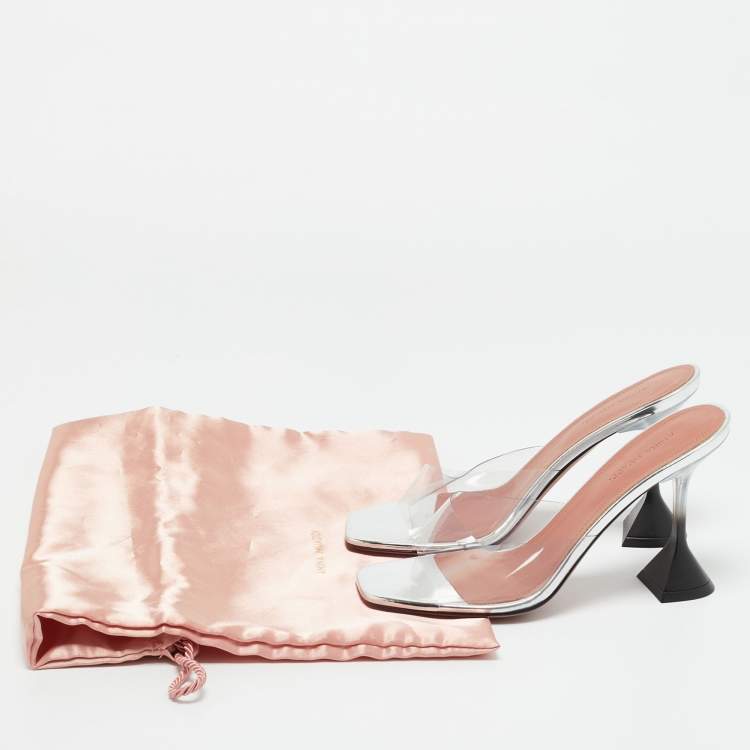 Pre Owned Amina Muaddi Transparent PVC lupita Slide Sandals Size 37