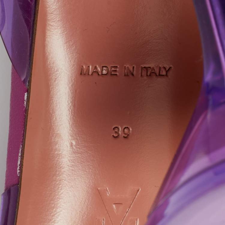 Pre Owned Amina Muaddi Purple PVC Begum Pumps Size 39