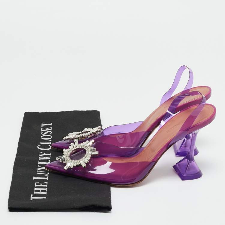 Pre Owned Amina Muaddi Purple PVC Begum Pumps Size 39