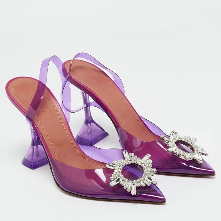 Pre Owned Amina Muaddi Purple PVC Begum Pumps Size 39