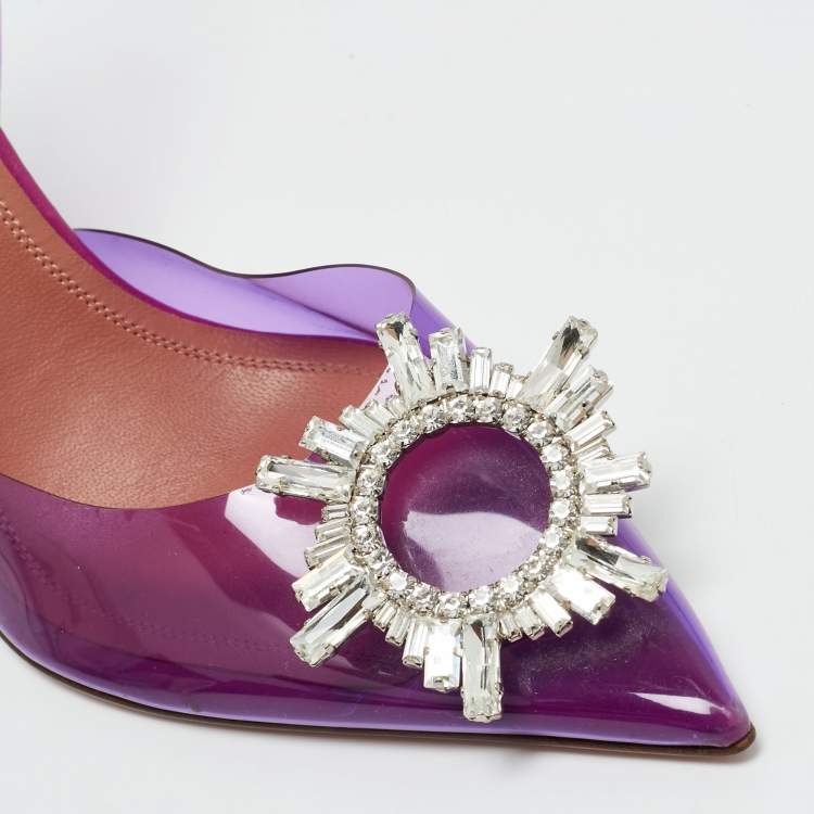 Pre Owned Amina Muaddi Purple PVC Begum Pumps Size 39