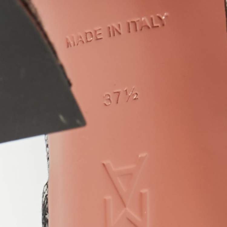 Pre Owned Amina Muaddi Two Tone Denim lupita Slide Sandals Size 37.5