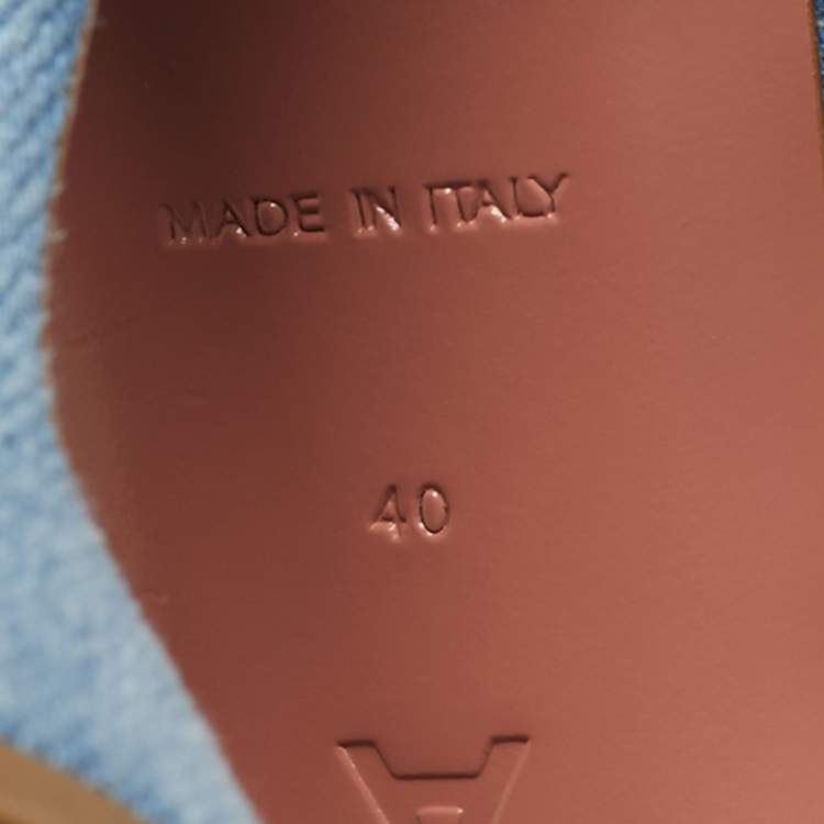 Pre Owned Amina Muaddi Light Blue Holli Slingback Sandals Size 40