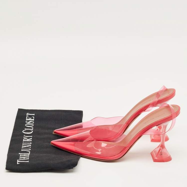 Pre Owned Amina Muaddi Pink PVC Holli Glass Pumps Size 39