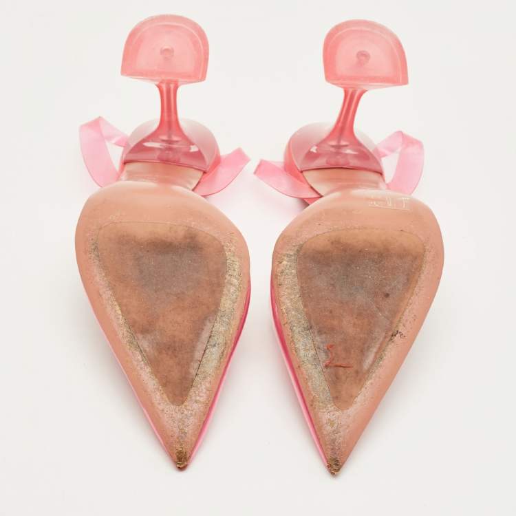 Pre Owned Amina Muaddi Pink PVC Holli Glass Pumps Size 39