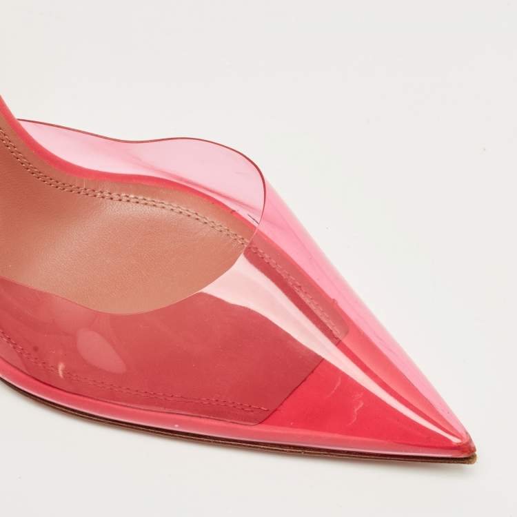 Pre Owned Amina Muaddi Pink PVC Holli Glass Pumps Size 39