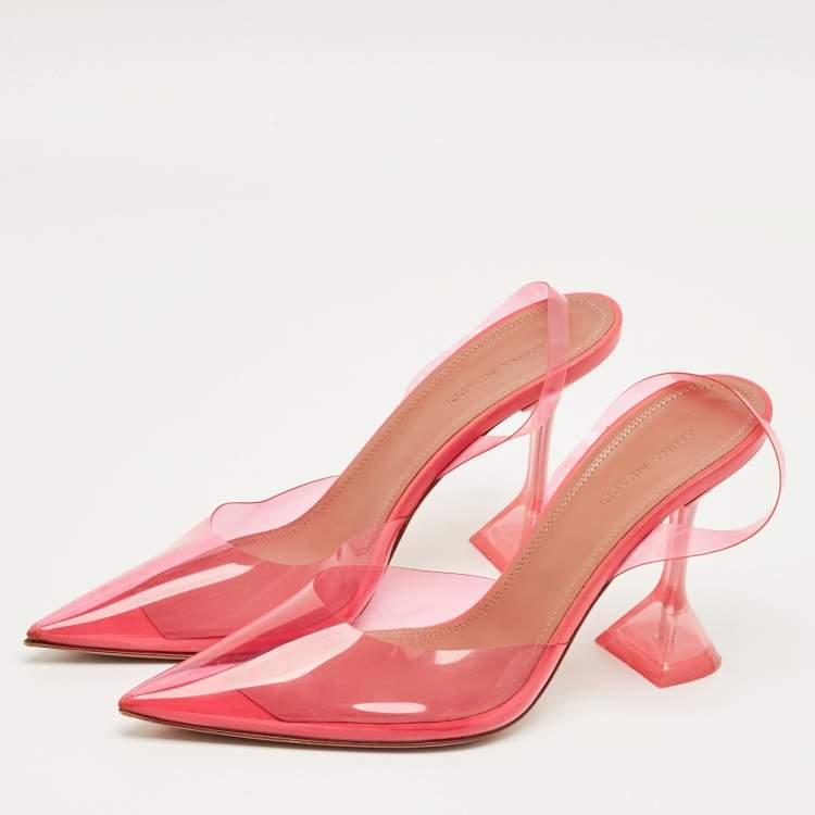 Pre Owned Amina Muaddi Pink PVC Holli Glass Pumps Size 39