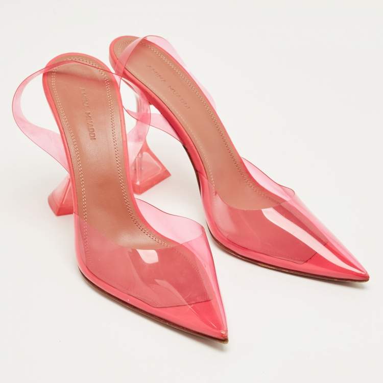 Pre Owned Amina Muaddi Pink PVC Holli Glass Pumps Size 39