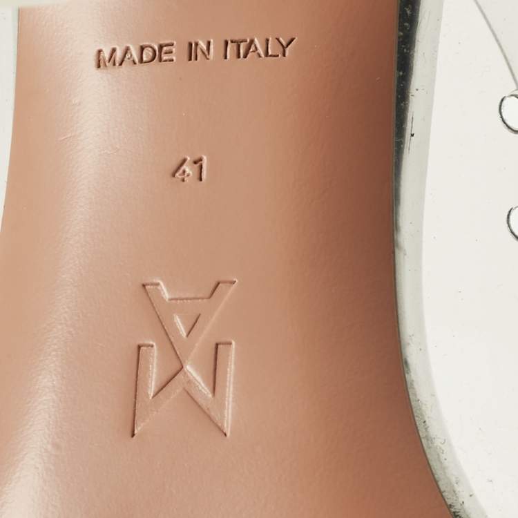 Pre Owned Amina Muaddi Transparent/Silver PVC and Leather Rosie Pointed Toe Pumps Size 41