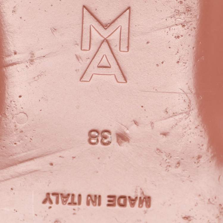 Pre Owned Amina Muaddi Black Leather Ane Crystal Embellished Ankle Wrap Ballet Flats Size 38