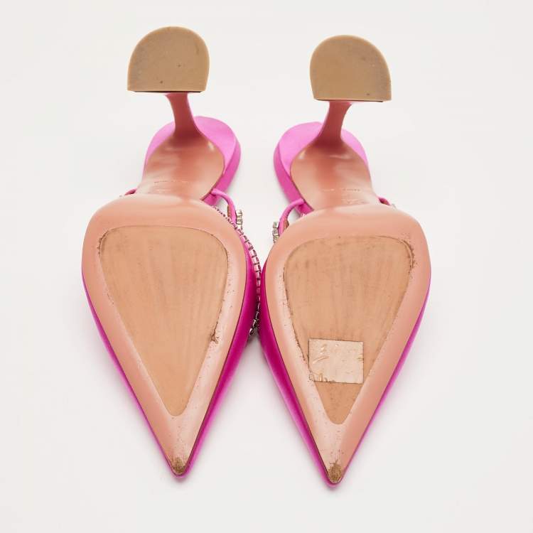 مملوكة مسبقًا Amina Muaddi Pink Satin Gilda Slingback Pumps Size 41