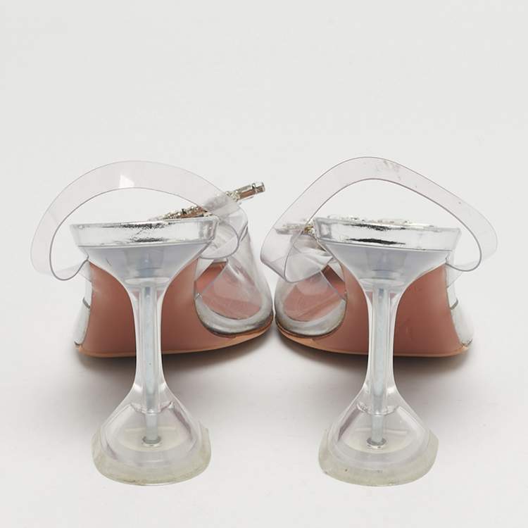 Pre Owned Amina Muaddi Begum Size 37 Transparent PVC Slingback Pumps