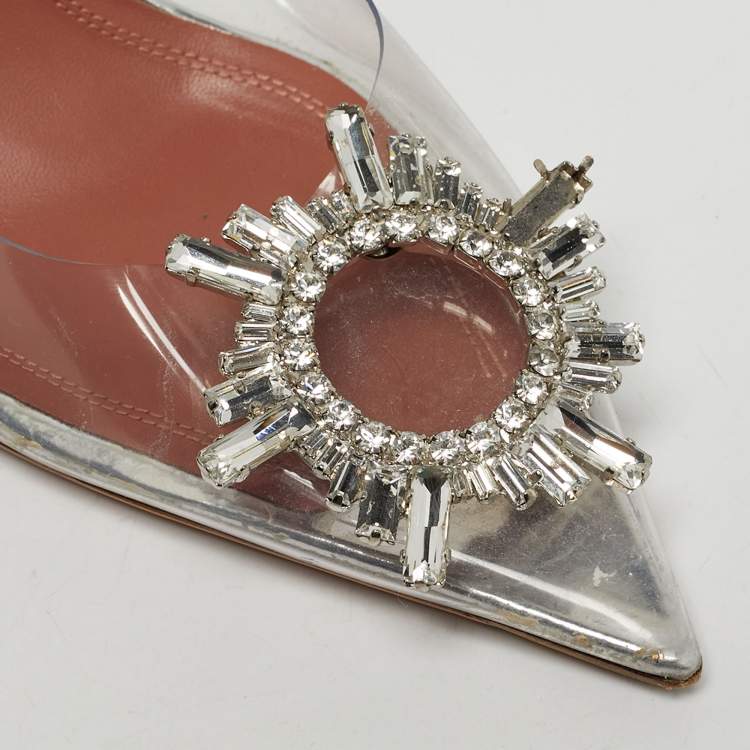 Pre Owned Amina Muaddi Begum Size 37 Transparent PVC Slingback Pumps