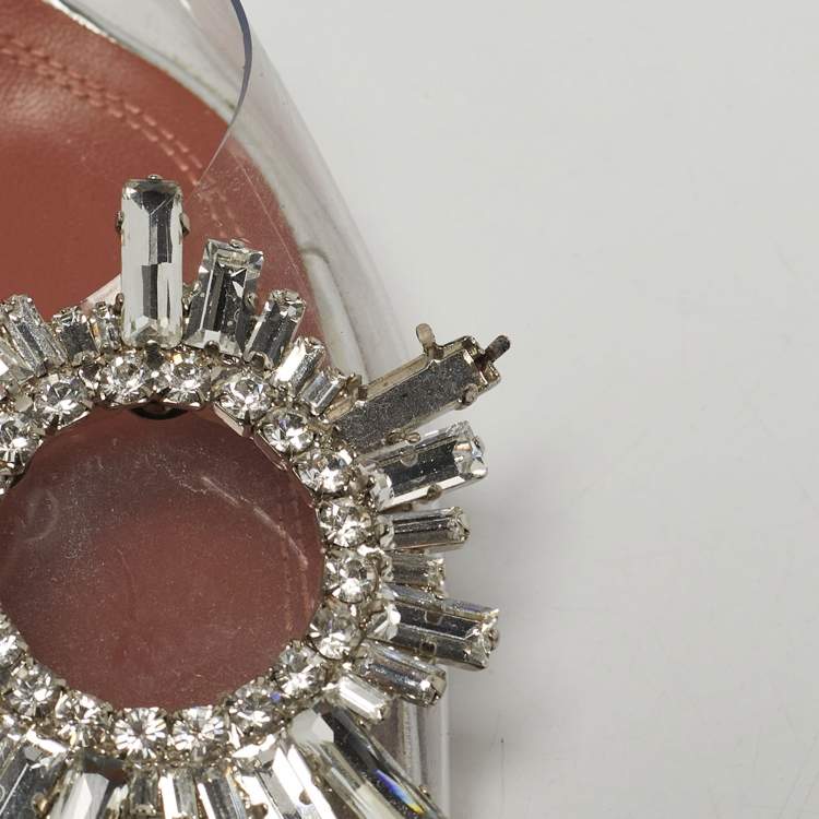 Pre Owned Amina Muaddi Begum Size 37 Transparent PVC Slingback Pumps