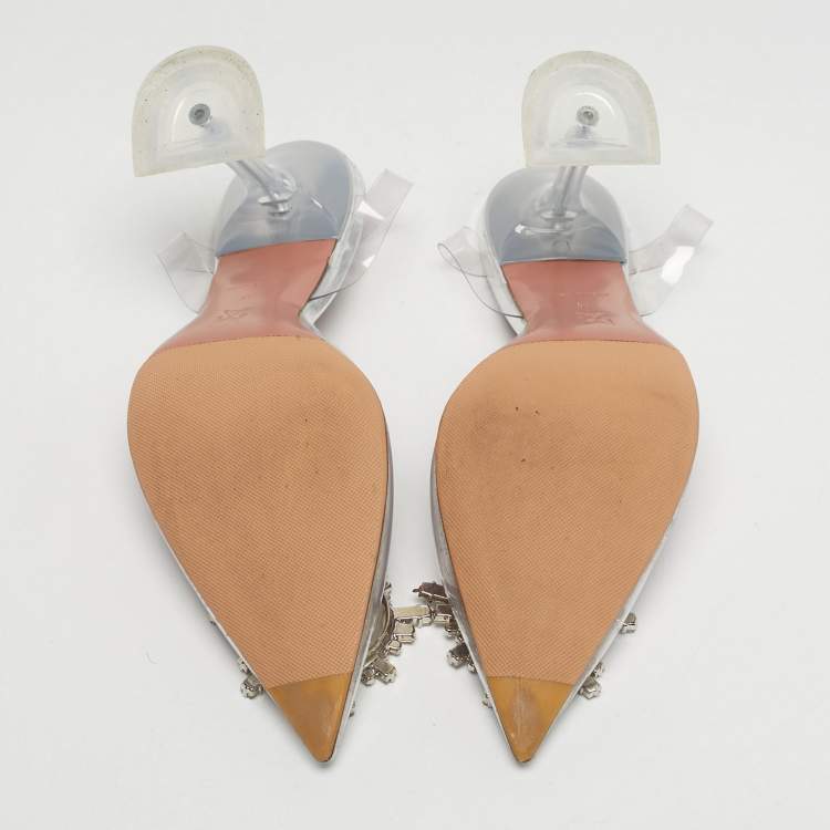 Pre Owned Amina Muaddi Begum Size 37 Transparent PVC Slingback Pumps