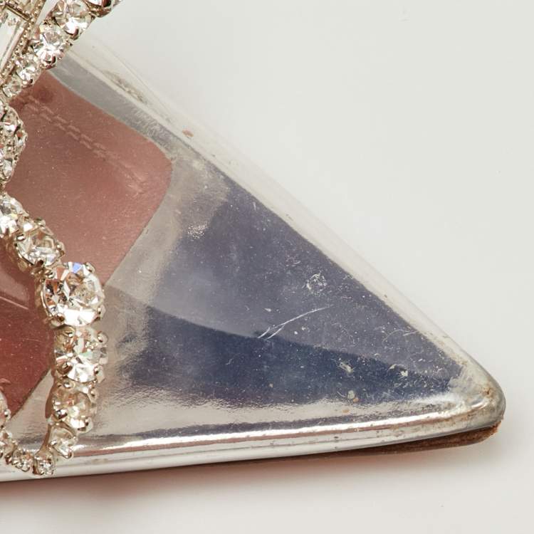مملوكة مسبقًا Amina Muaddi Rosie Size 40.5 Transparent/Silver PVC and Leather Pumps