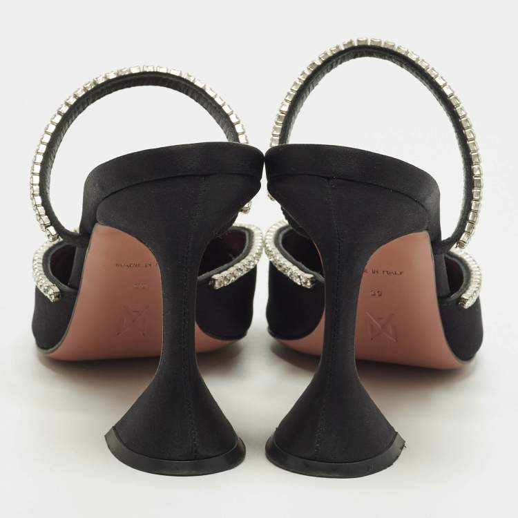 مملوكة مسبقًا Amina Muaddi Gilda Size 39 Black Satin Mules
