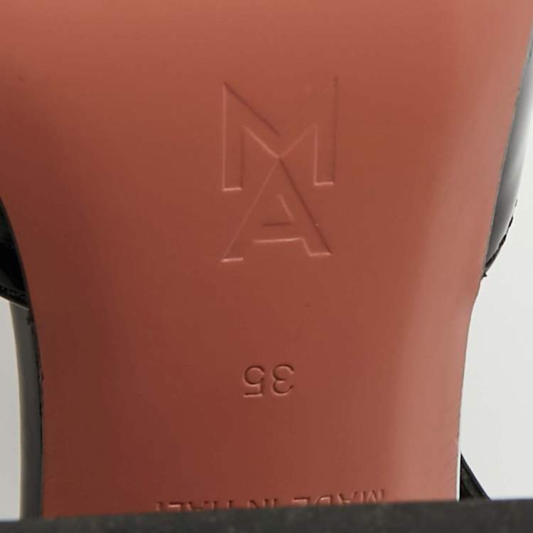 Pre Owned Amina Muaddi Charlotte Size 35 Black Patent Leather Pumps