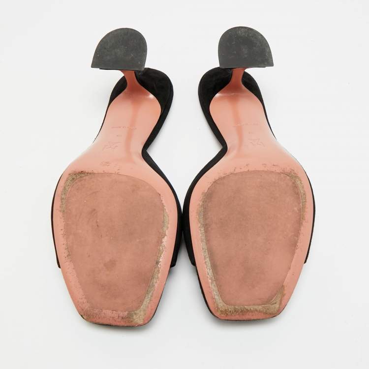 Pre Owned Amina Muaddi Lupita Size 40 Black Suede Slide Sandals