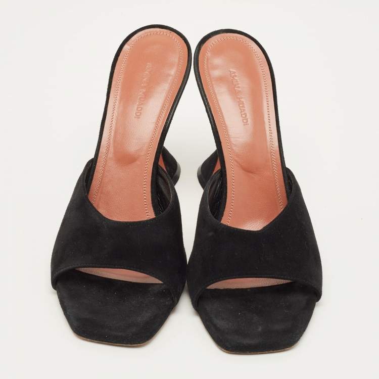 Pre Owned Amina Muaddi lupita Size 41 Black Suede Slide Sandals