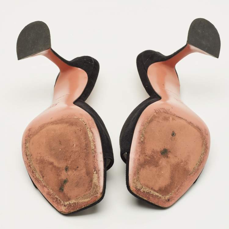 Pre Owned Amina Muaddi lupita Size 41 Black Suede Slide Sandals