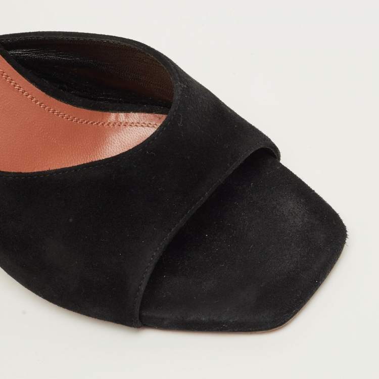 Pre Owned Amina Muaddi lupita Size 41 Black Suede Slide Sandals