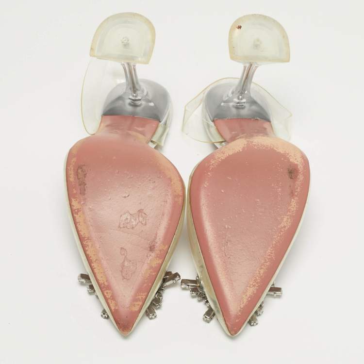 Pre Owned Amina Muaddi Begum Size 37 Transparent PVC Slingback Pumps