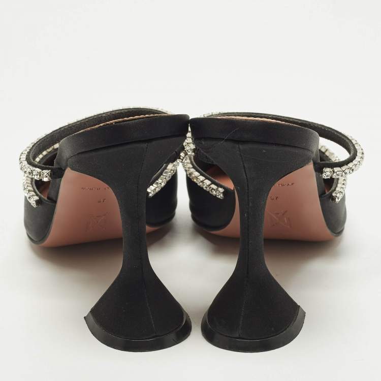 مملوكة مسبقًا Amina Muaddi Gilda Size 37 Black Satin Mules