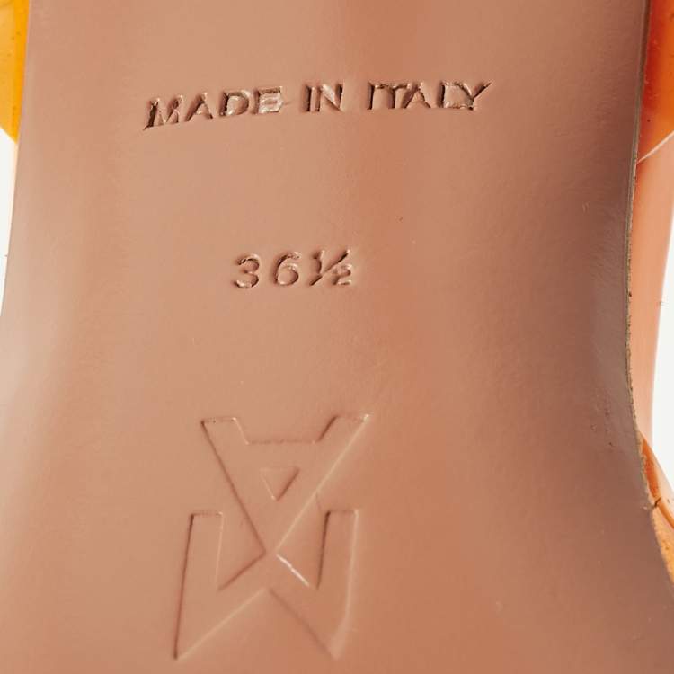 مملوكة مسبقًا Amina Muaddi Holli Glass Size 36.5 Orange PVC Slingback Pumps