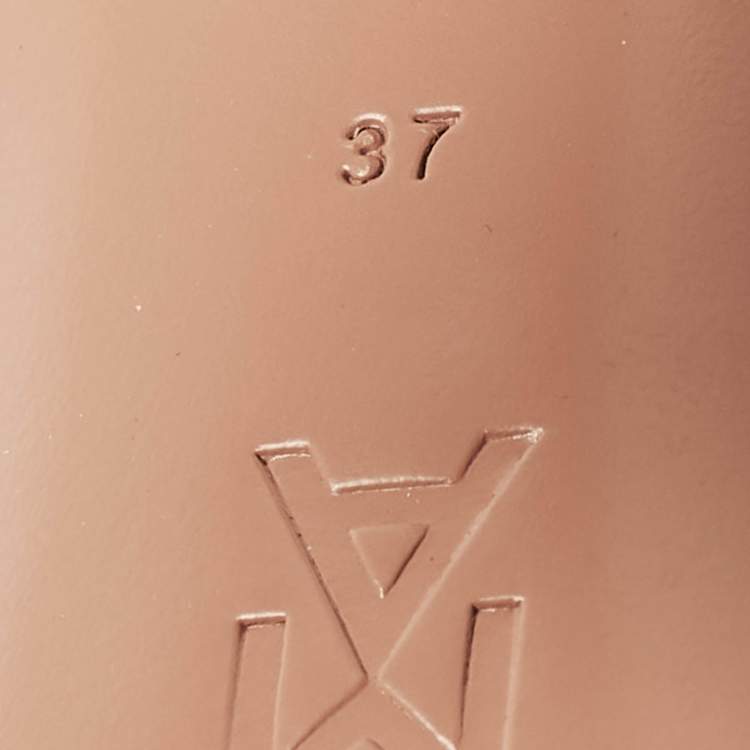 Pre Owned Amina Muaddi Gilda Crystal Embellished Size 37 Rose Gold Leather